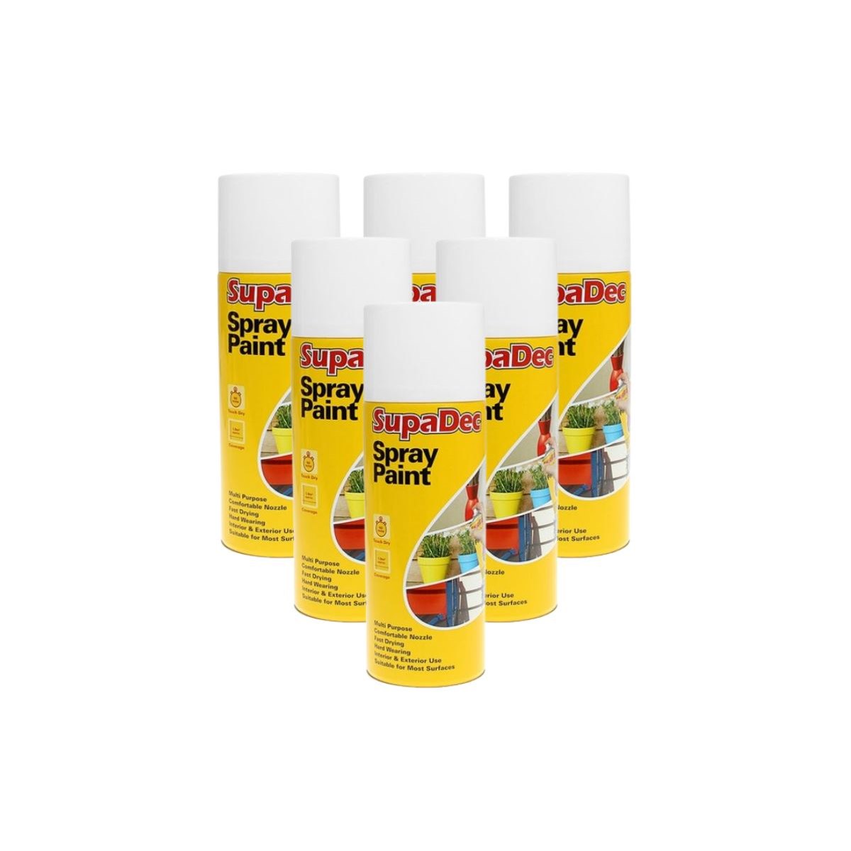 Case of 6 x SupaDec Spray Paint MATT WHITE 400ml