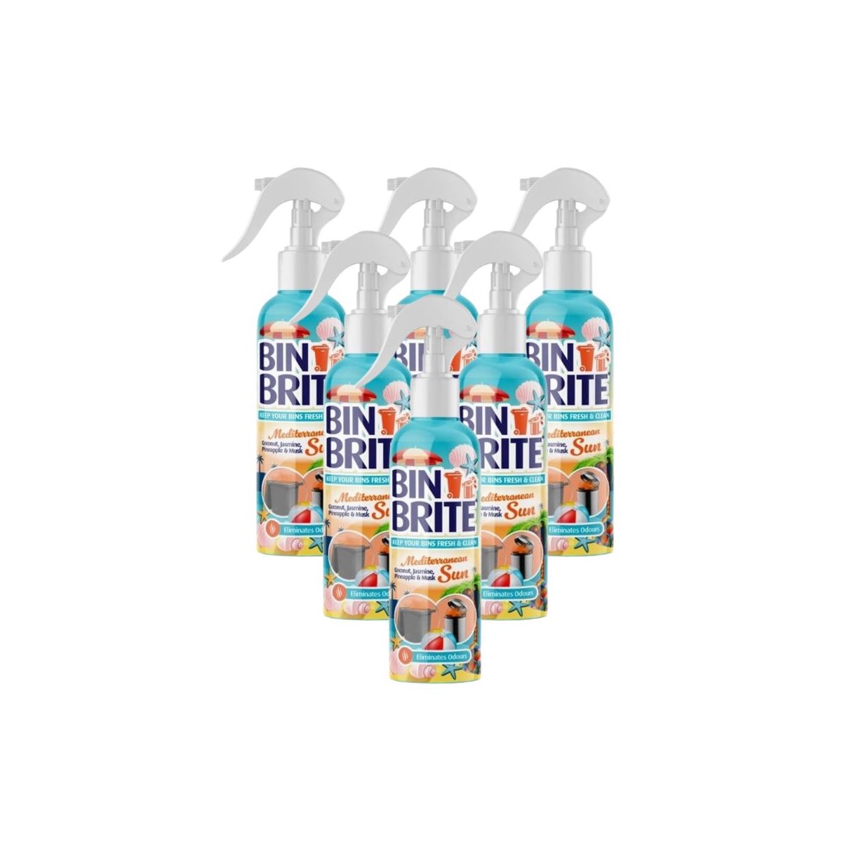 Case of 6 x Bin Brite Odour Eliminator Mediterranean Sun 400ml