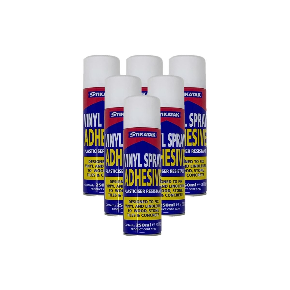 6 x Stikatak Vinyl Spray Adhesive 500ml