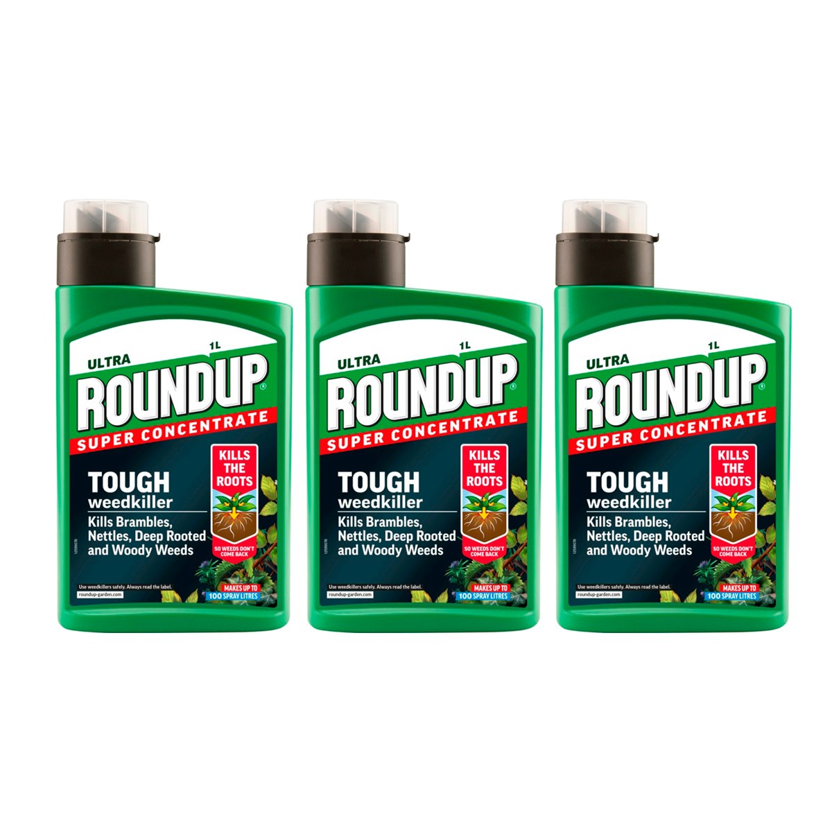 Case of 3 x Roundup Ultra Super Concentrate Weedkiller 1 Litre