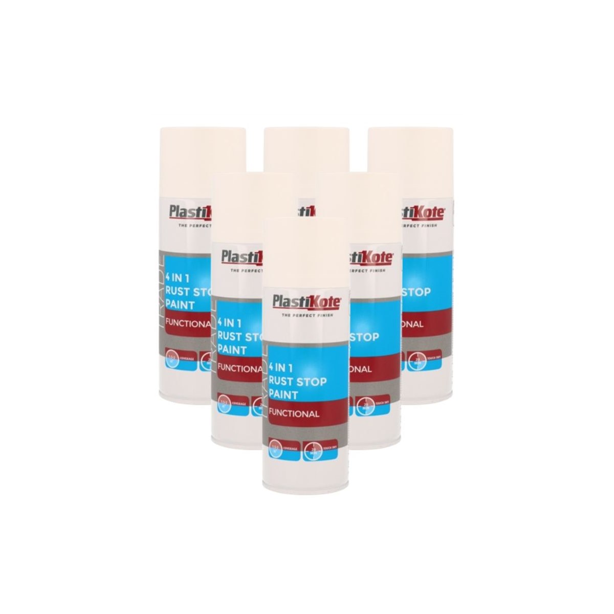 Case of 6 x PlastiKote 4 in 1 Rust Treatment Spray 400ml White