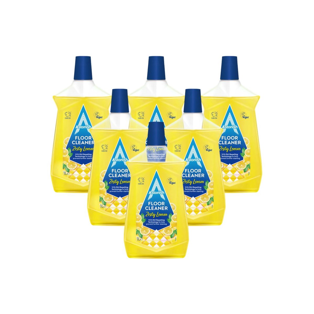 Case of 6 x Astonish Floor Cleaner Zesty Lemon 1L