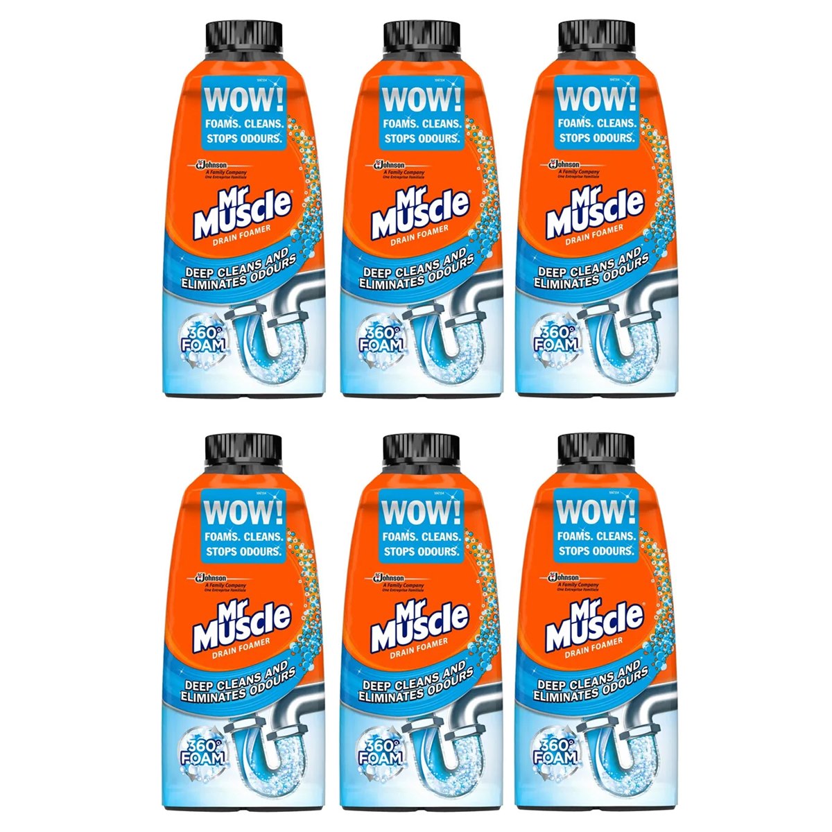 Case of 6 x Mr Muscle Kitchen and Bathroom Drain Foamer 500ml