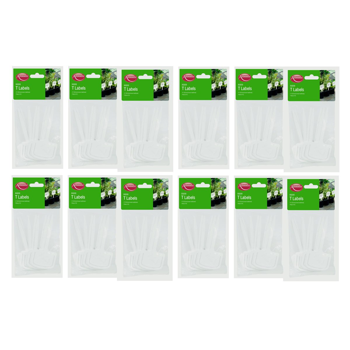 Case of 12 x Ambassador T Plant Labels 5 Inch Pack of 10