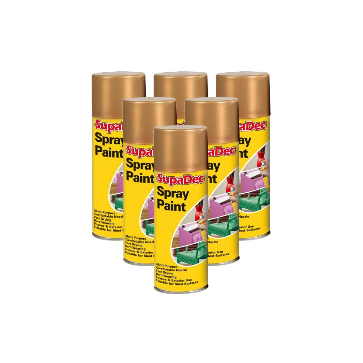 Case of 6 x SupaDec Spray Paint GOLD 400ml