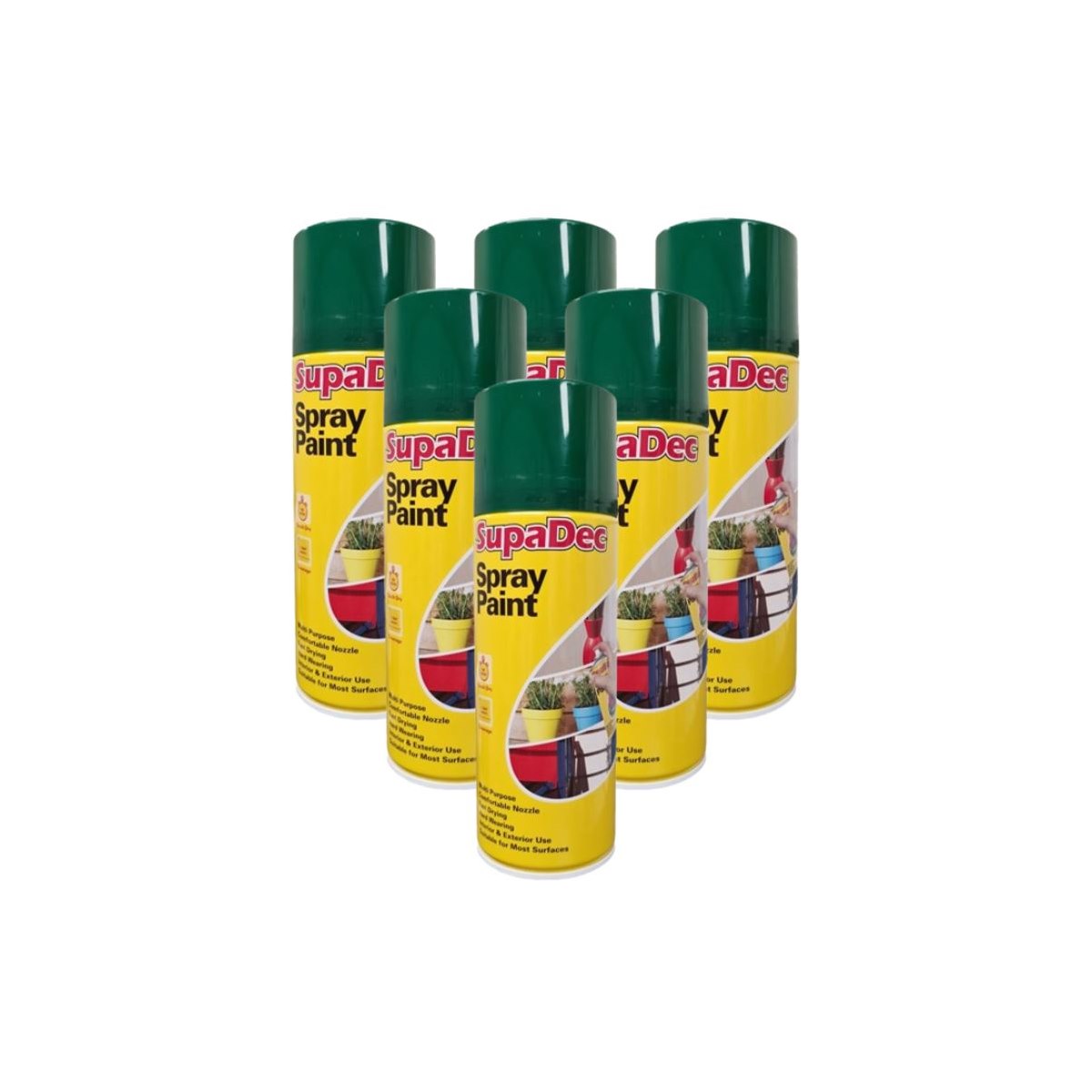 Case of 6 x SupaDec Spray Paint GREEN 400ml