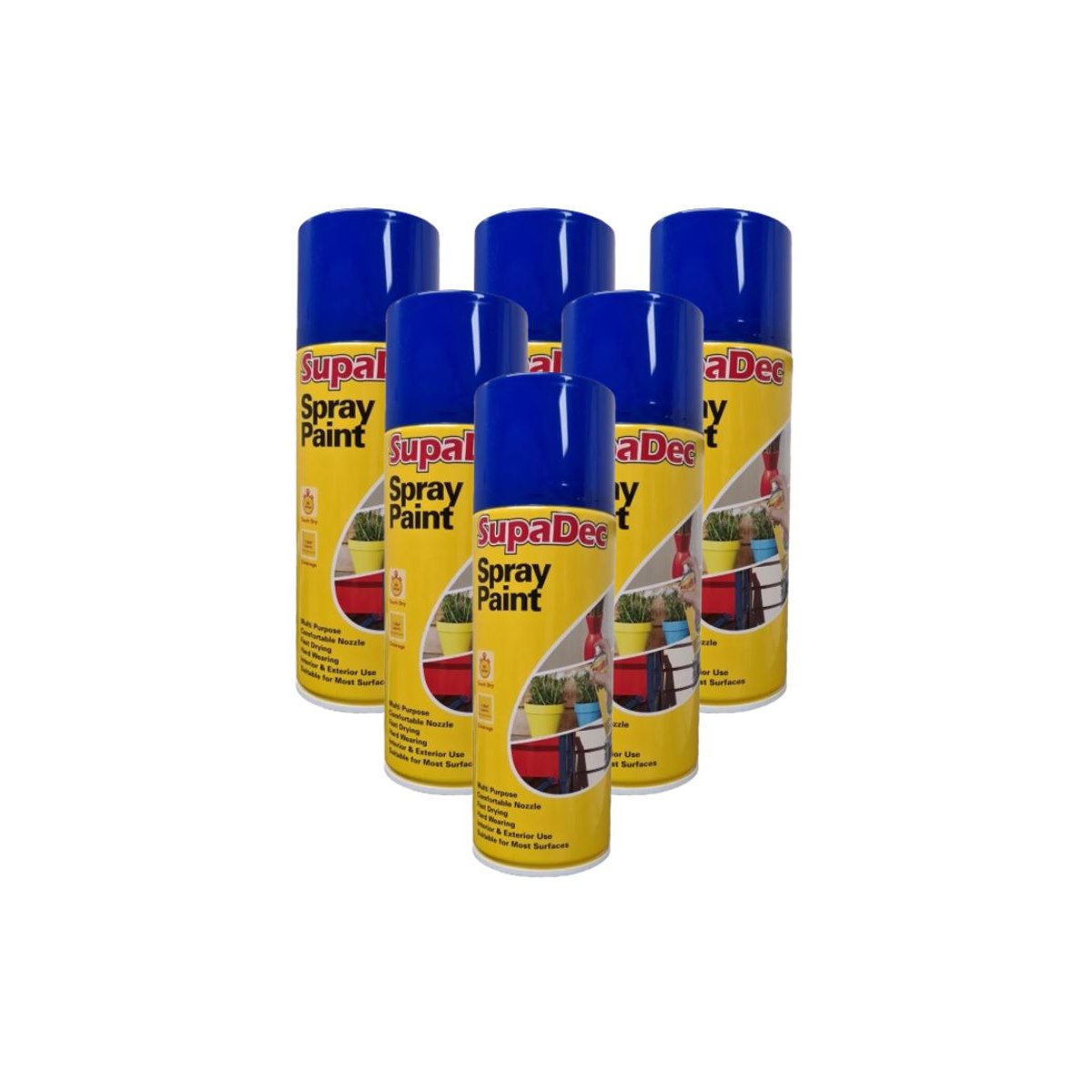 Case of 6 x SupaDec Spray Paint Royal Blue 400ml