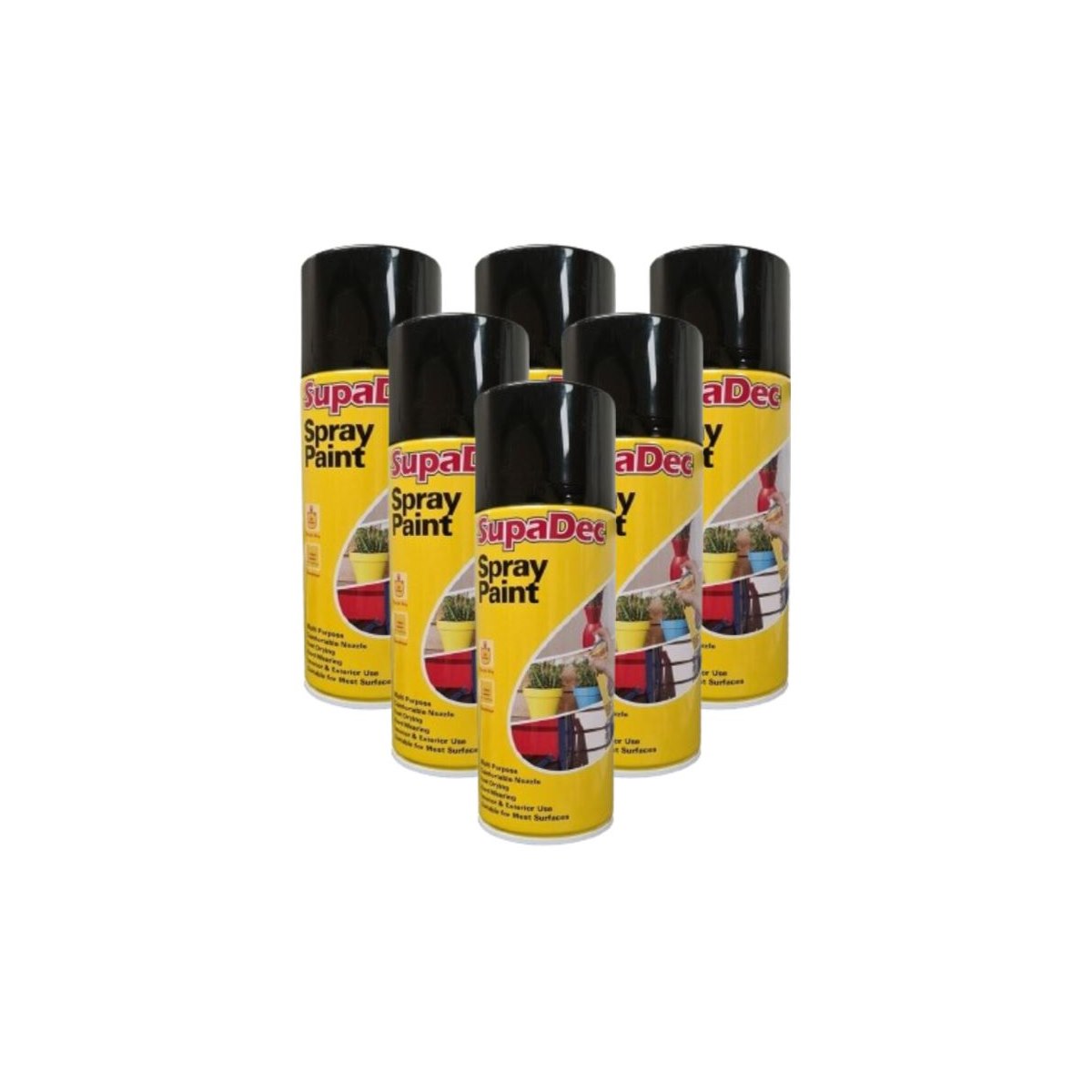 Case of 6 x SupaDec Spray Paint Gloss Black 400ml