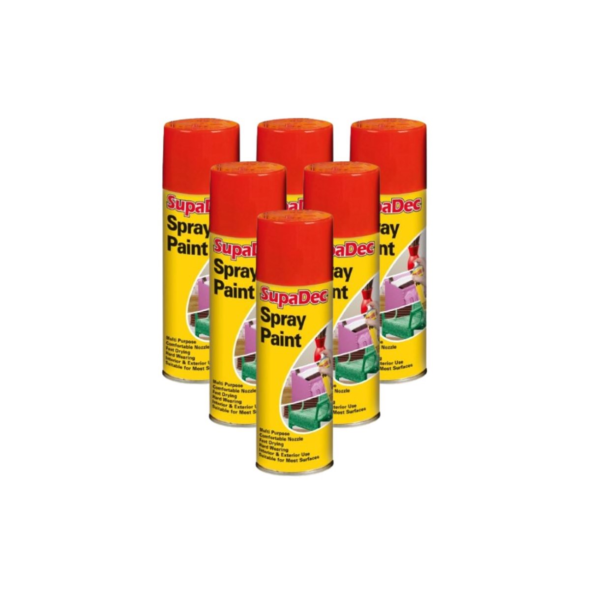 Case of 6 x SupaDec Spray Paint RED 400ml