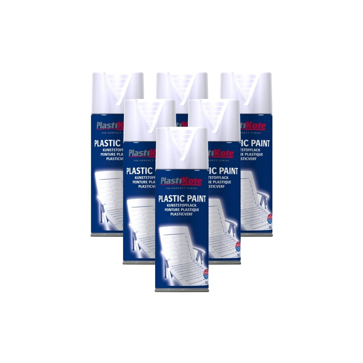 Case of 6 x PlastiKote Plastic Paint White 400ml