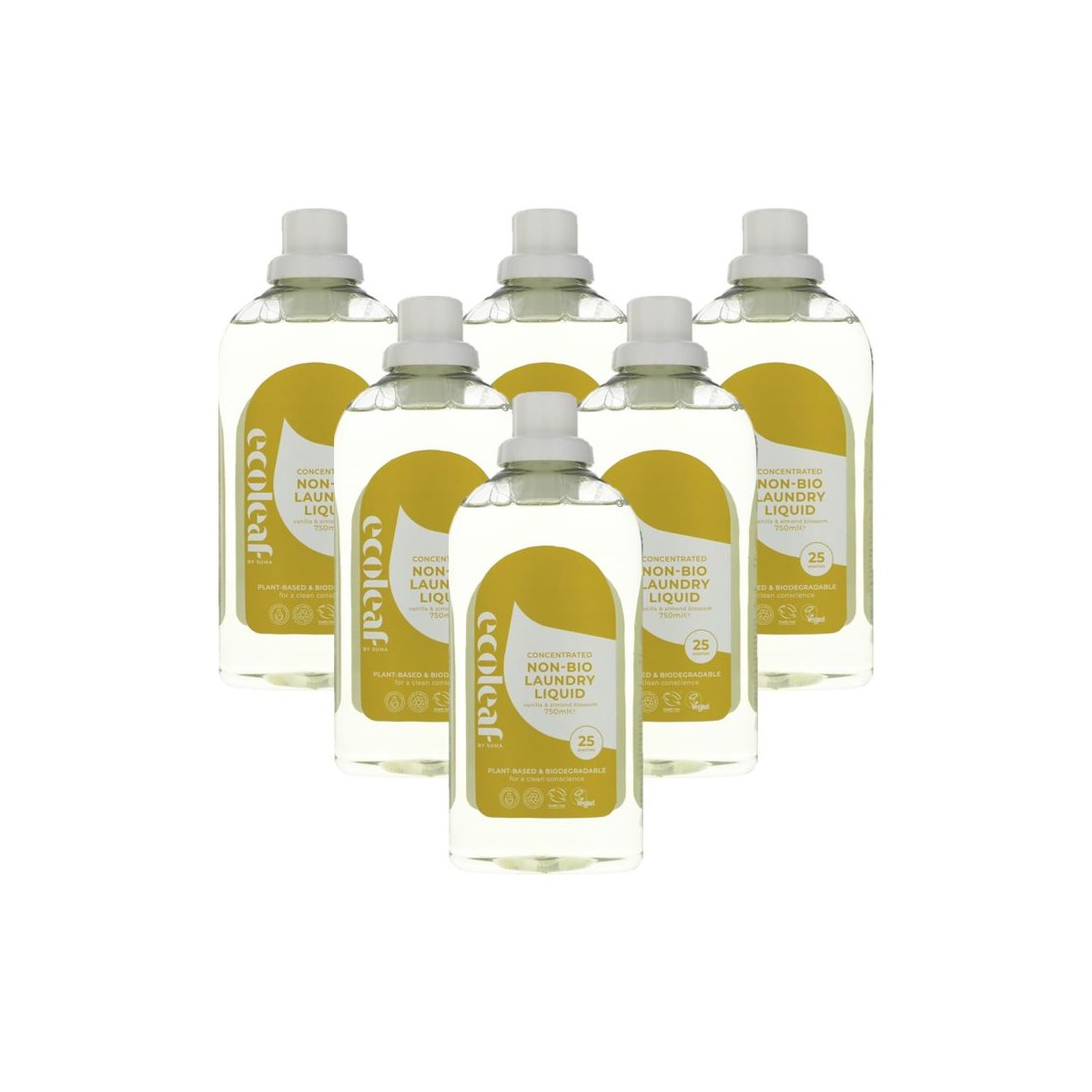 Case of 6 x Ecoleaf By Suma Laundry Liquid Vanilla Conc 740ml