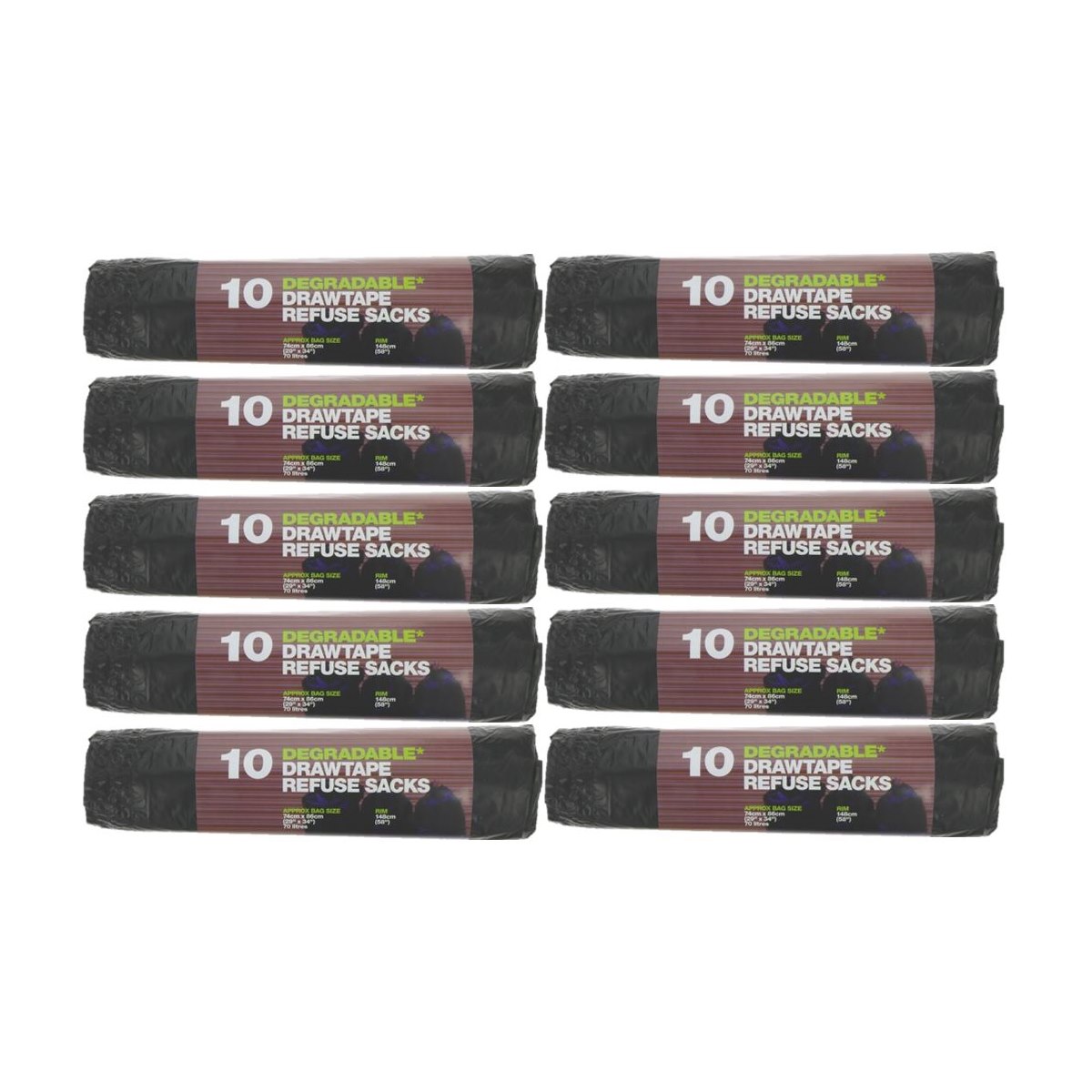 10 x Degradable Draw Tap Refus Sacks 10 Pack