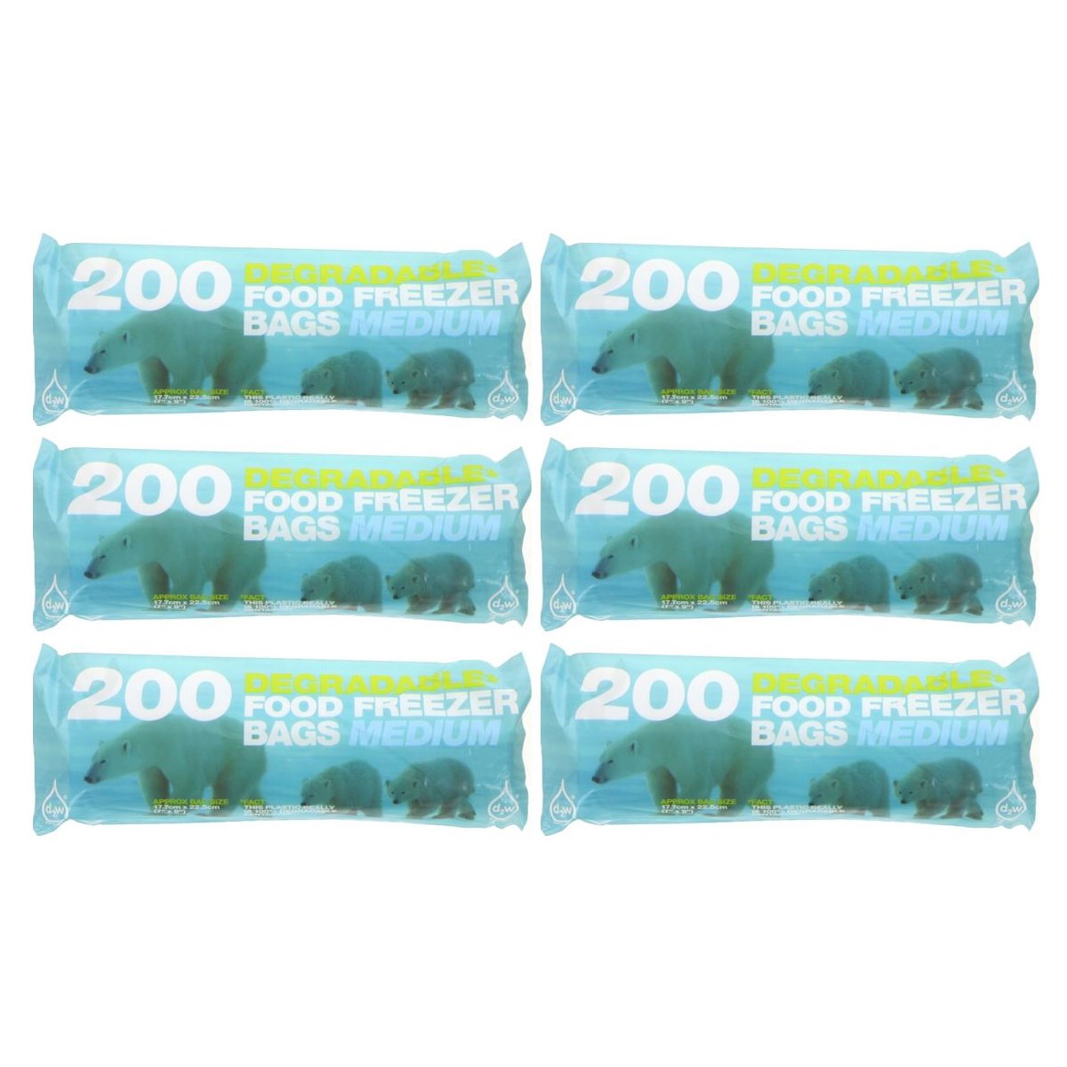 6 x D2W Freezer Bags Medium 5L 200 Pack