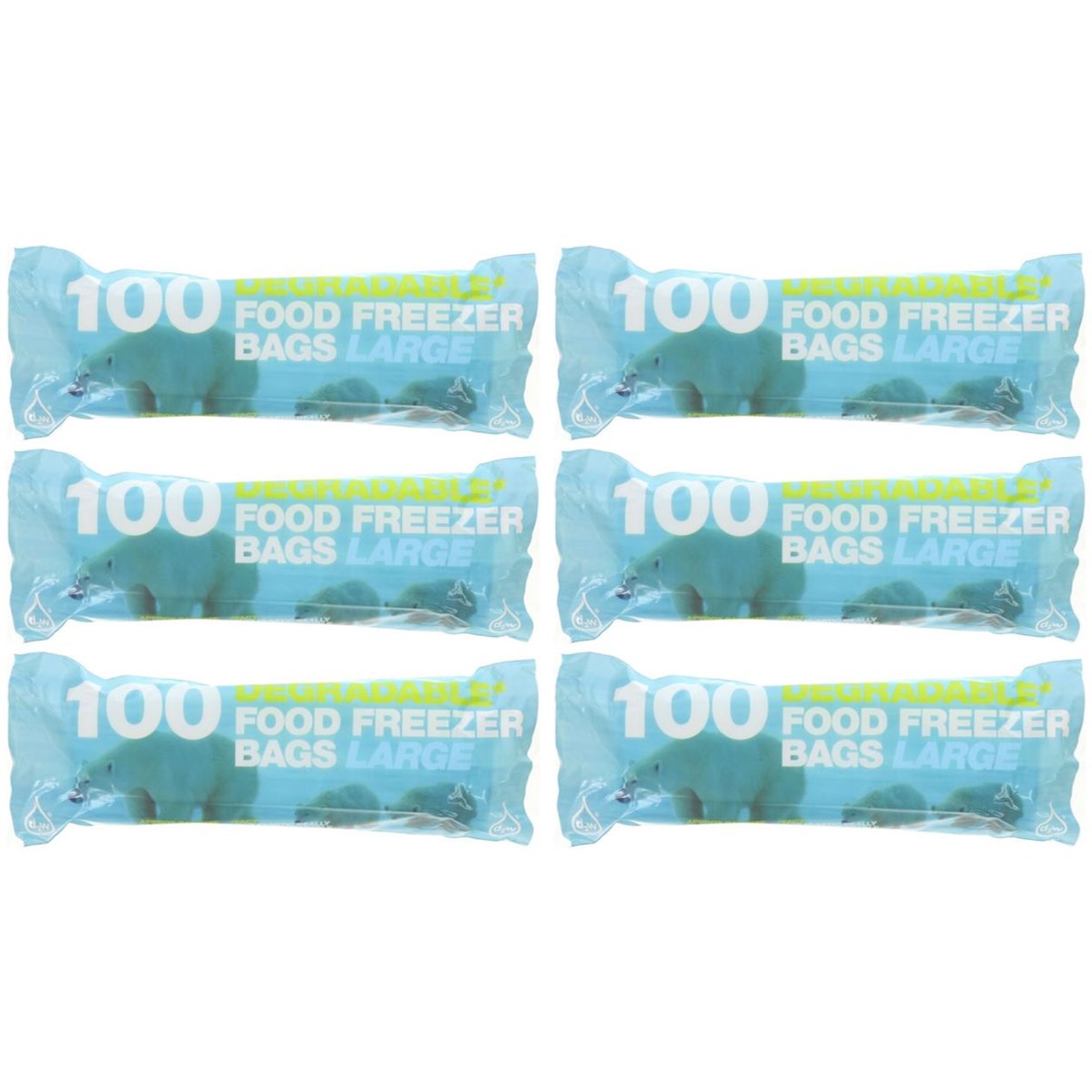 6 x 100 Degradable Freezer Food Bags Large