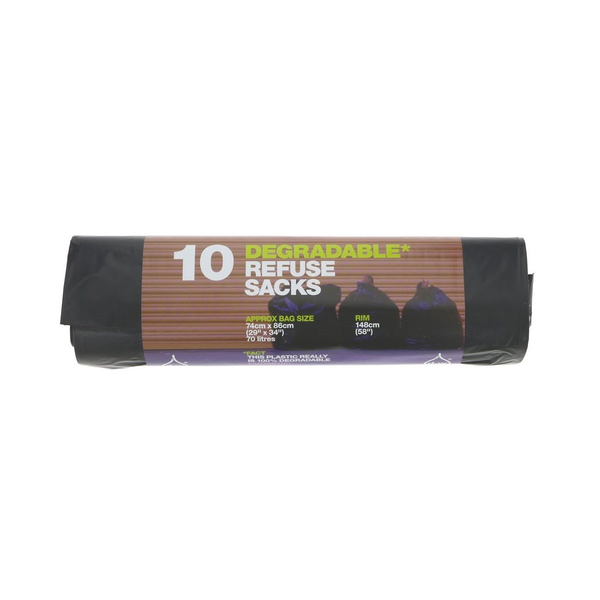 d2w 10 Degradable Refuse Sacks Black - 148cm Rim