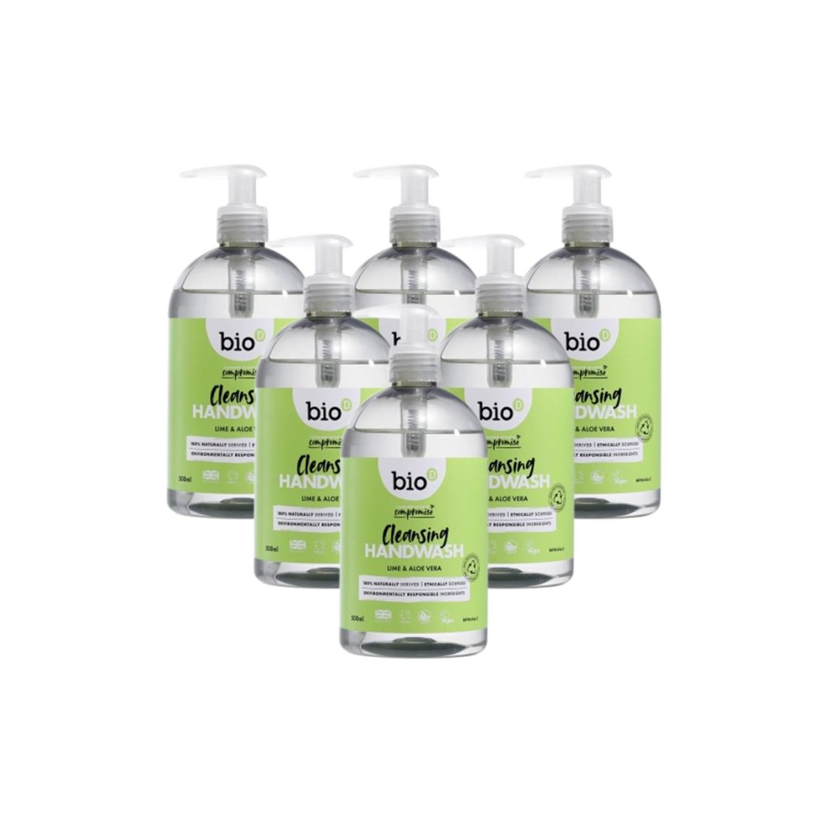 Case of 6 x Bio D Cleansing Handwash 500ml Lime & Aloe Vera