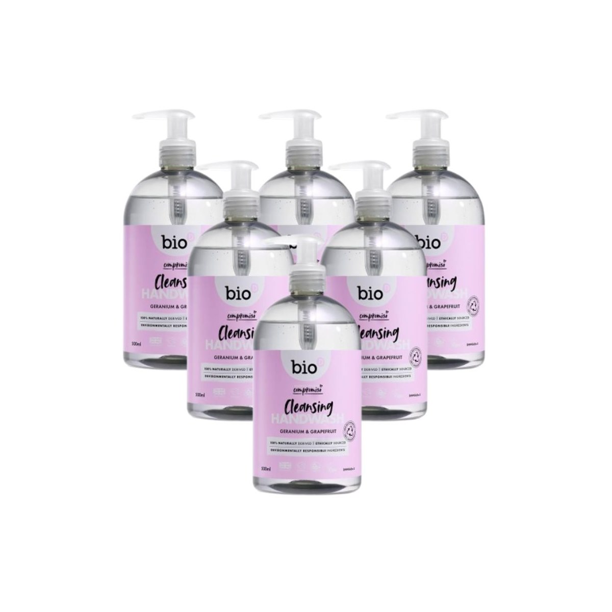 Case of 6 x Bio D Cleansing Handwash 500ml Geranium and Grapefruit