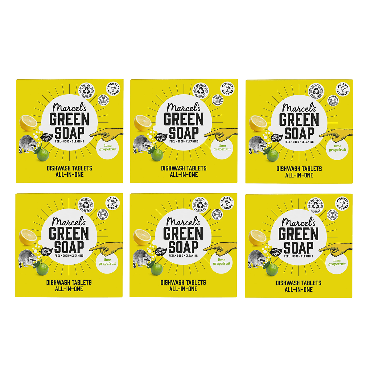 Case of 6 x Marcels Green Soap Dishwash Tablets 24 Tablets 480g