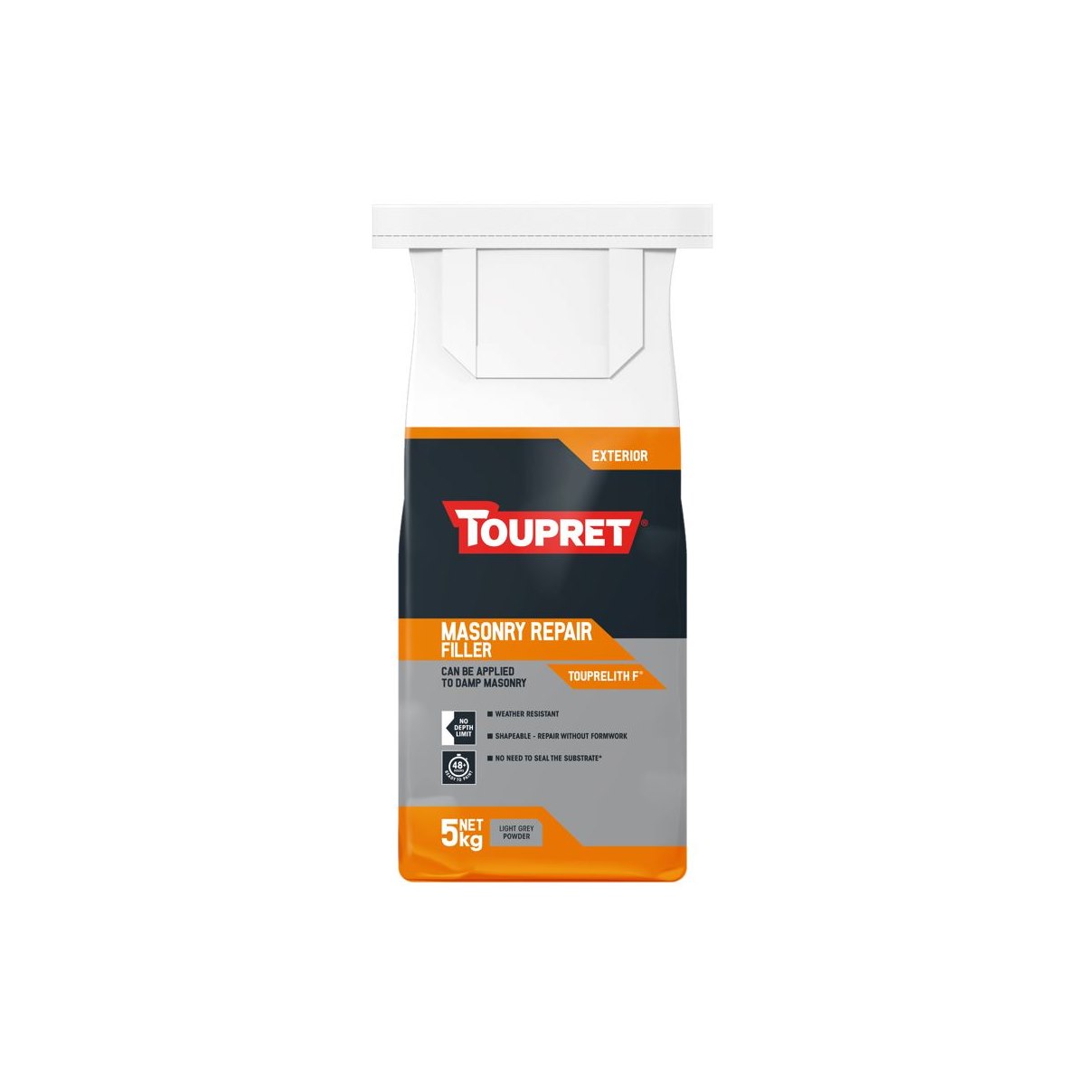 Toupret Masonry Repair Filler Powder For Exterior Use Light Grey Powder 5kg