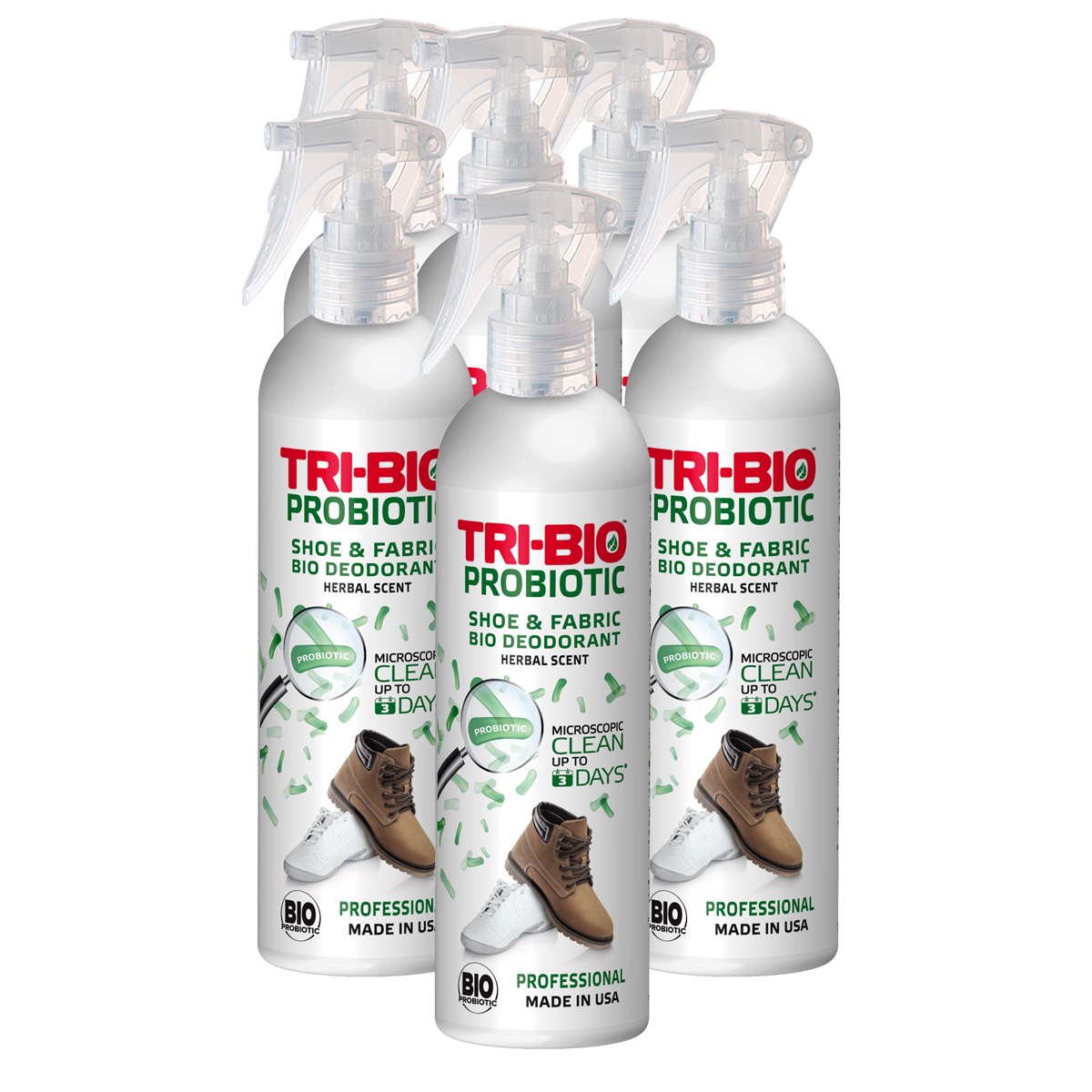 Case of 6 x Tri-Bio Eco Probiotic Shoe and Fabric Deodorant Spray 210ml