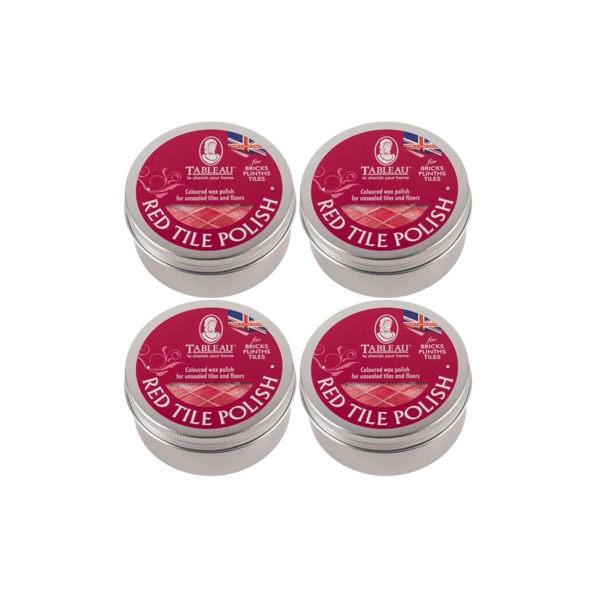 Case of 4 x Tableau Red Tile Polish Tin 150ml