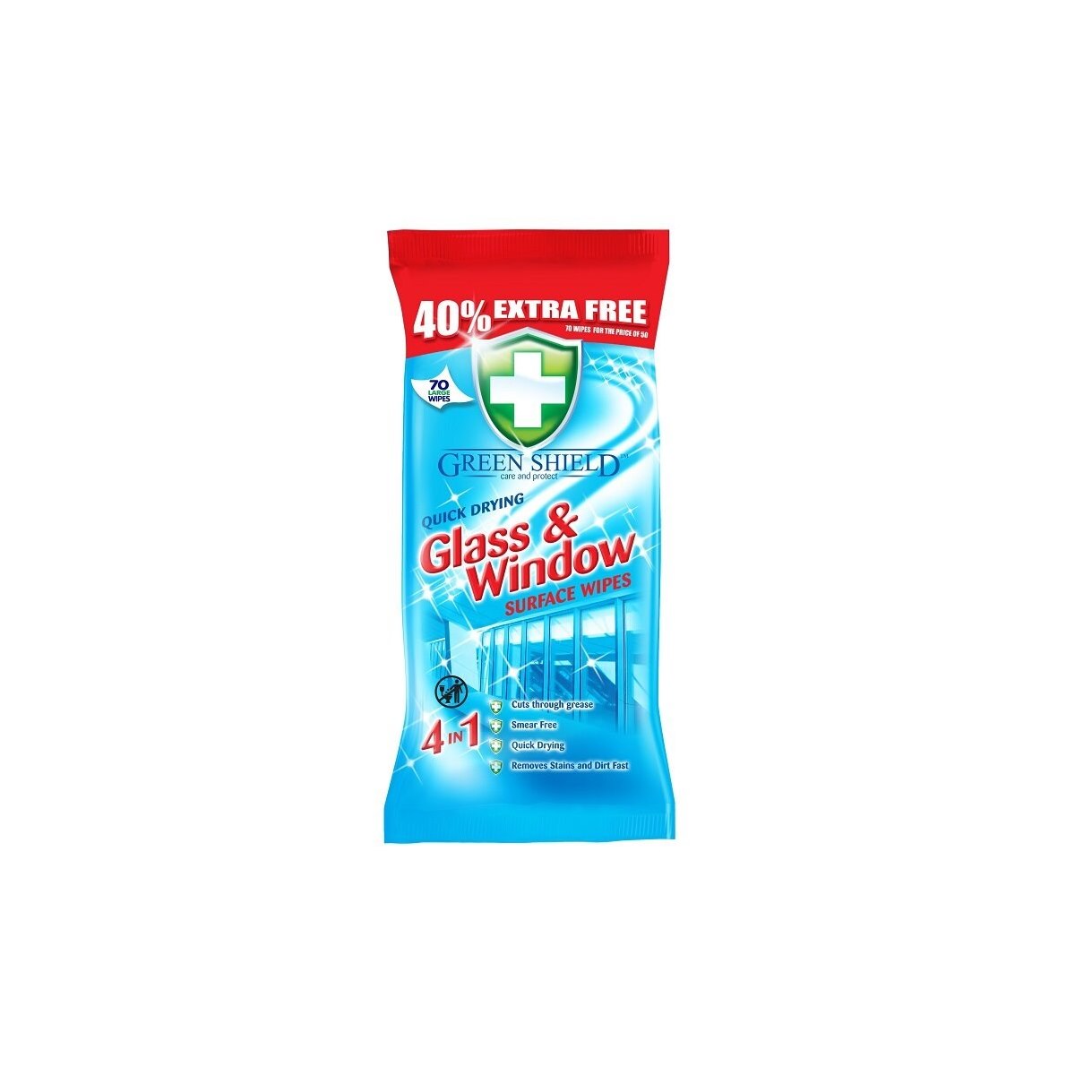 Green Shield Glass and Window Wipes 50 Pack