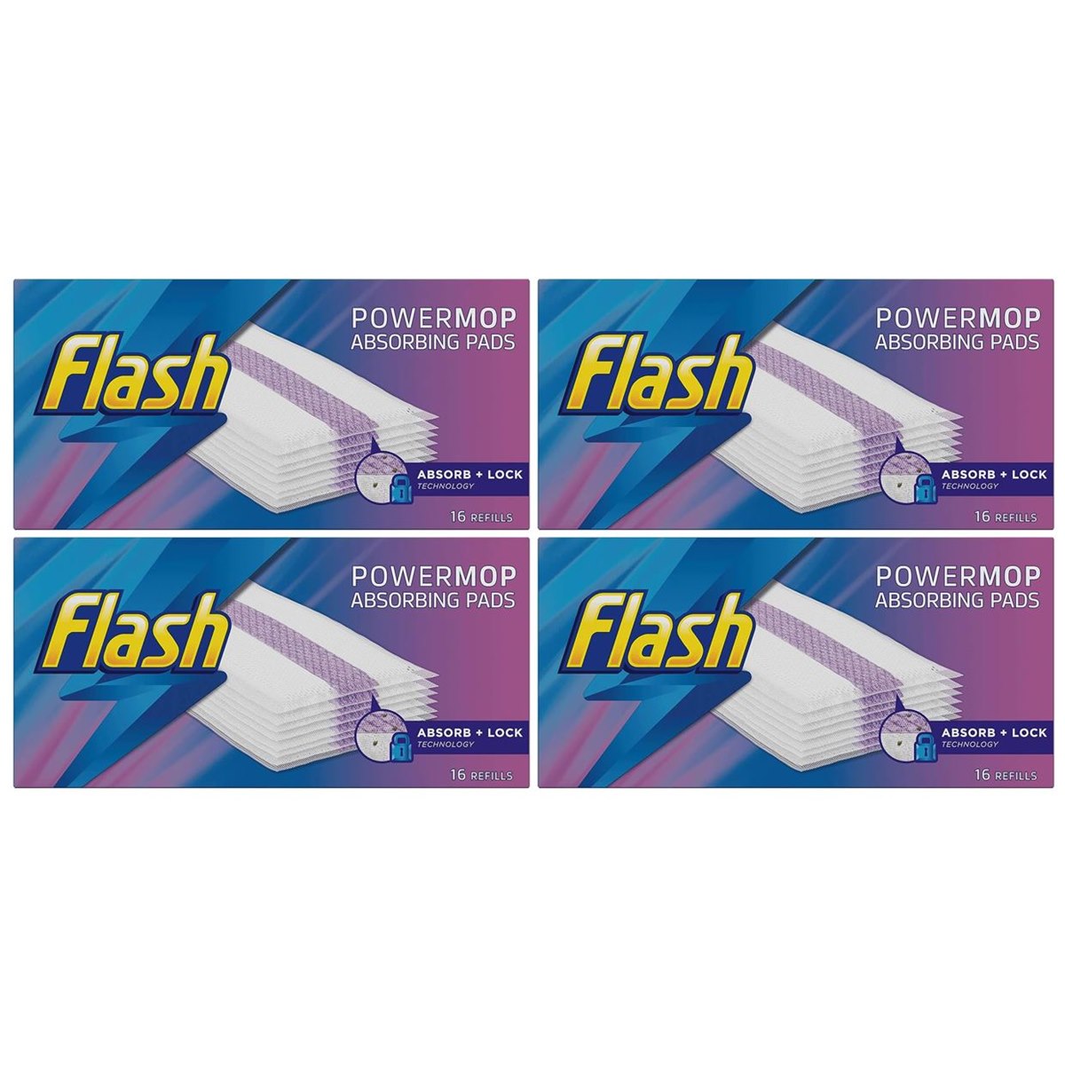 Case of 4 x Flash Power Mop Absorbing Pads pk16