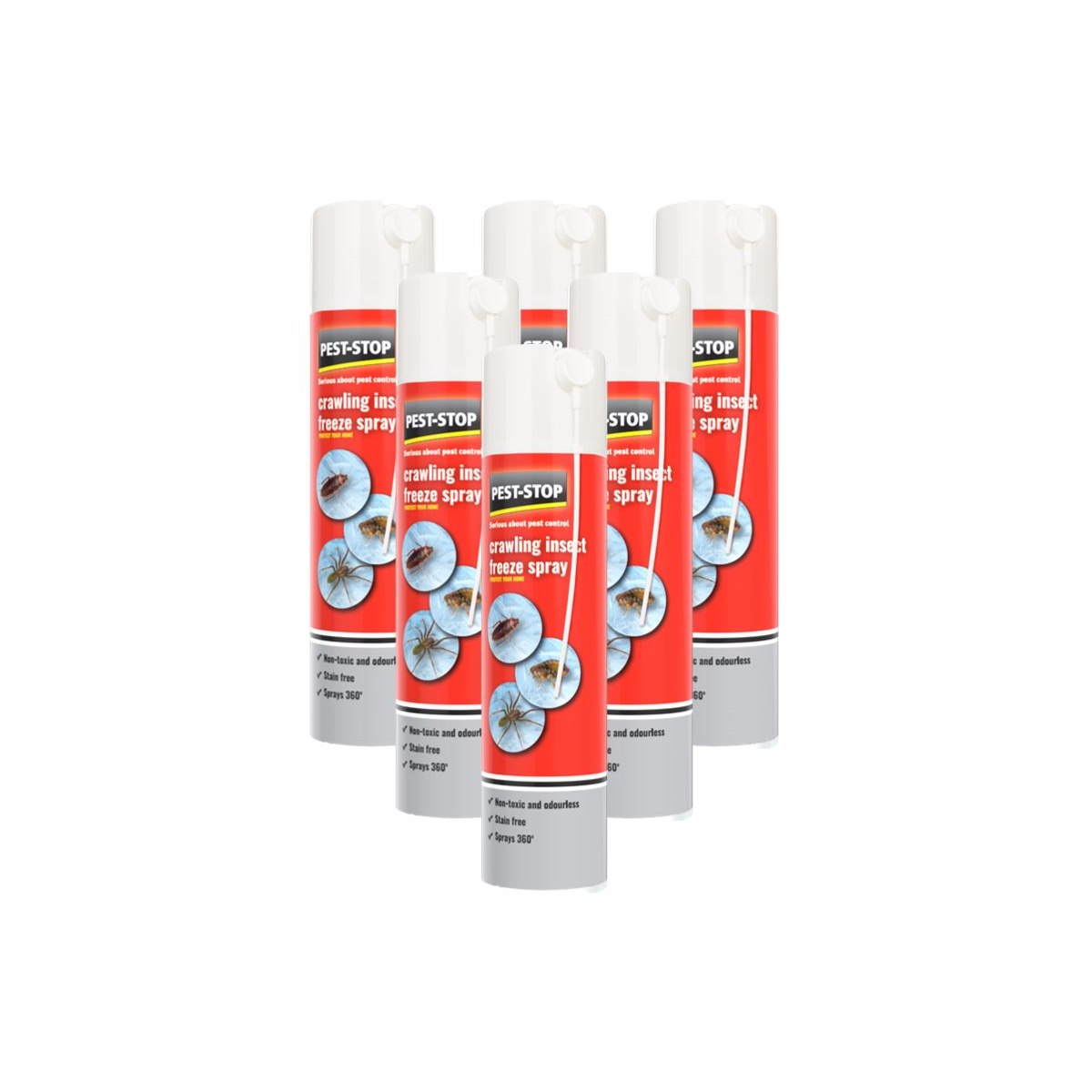 Case of 6 x Pest Stop Crawling Insect Freeze Spray 400ml