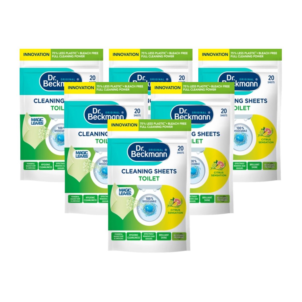 Case of 6 x Dr Beckmann Toilet Cleaning Sheets Citrus Sensation