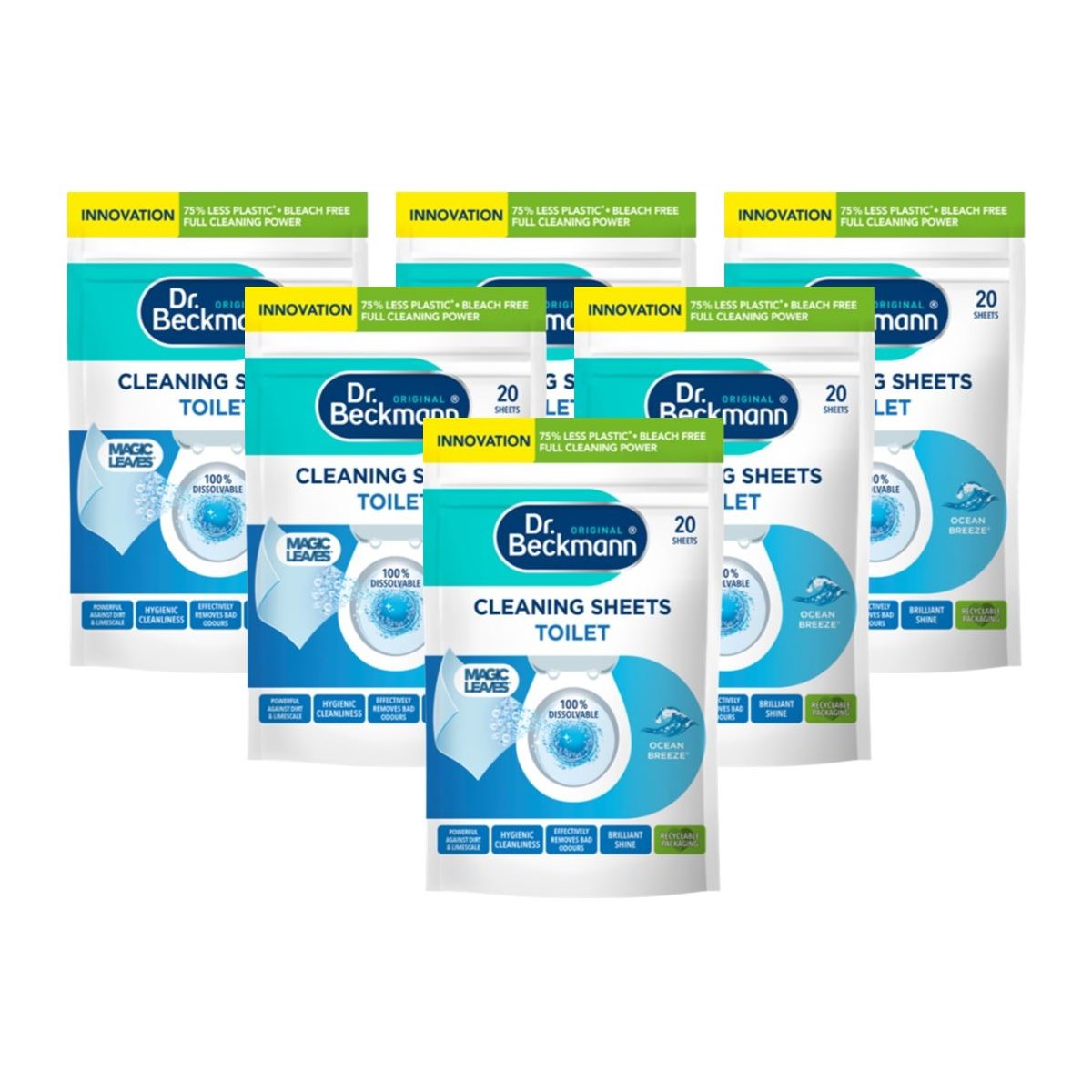 Case of 6 x Dr Beckmann Toilet Cleaning Sheets Ocean Breeze