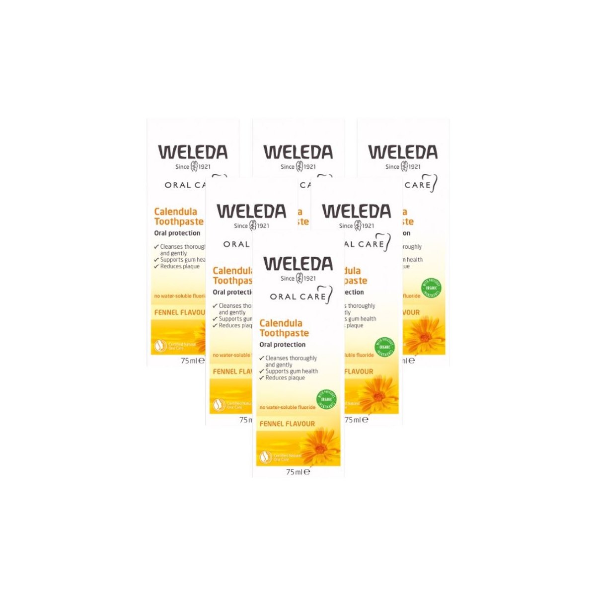 Case of 6 x Welda Calendula Toothpaste 75ml